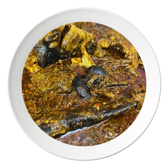 banga-soup-bowl-bolingbrookil-us A bowl of Banga soup, a Nigerian palm nut soup with catfish, available for takeout in Bolingbrook, Illinois