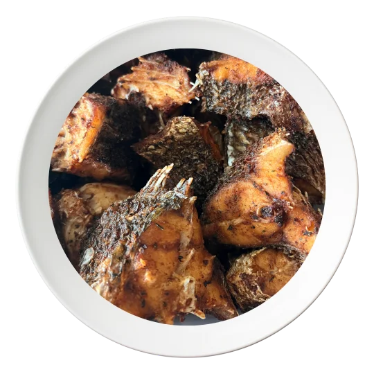 A plate of fried cracker fish, seasoned Nigerian style, available in Bolingbrook, Illinois.
