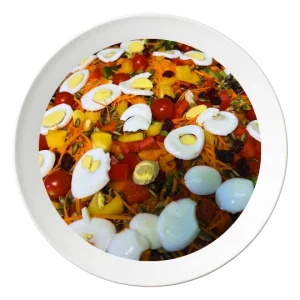 A plate of Nigerian Salad, a fresh garden salad, order in Bolingbrook, Illinois.
