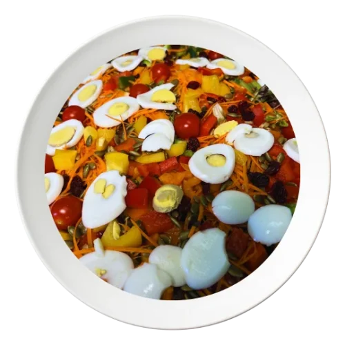 A plate of Nigerian Salad, a fresh garden salad, order in Bolingbrook, Illinois.