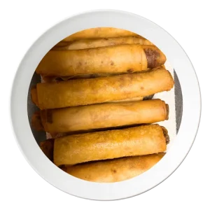 A plate of Spring Rolls, Nigerian-style fried rolls, order in Bolingbrook, Illinois.