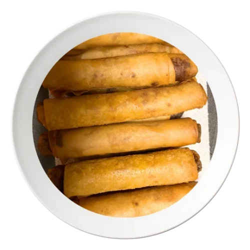 A plate of Spring Rolls, Nigerian-style fried rolls, order in Bolingbrook, Illinois.