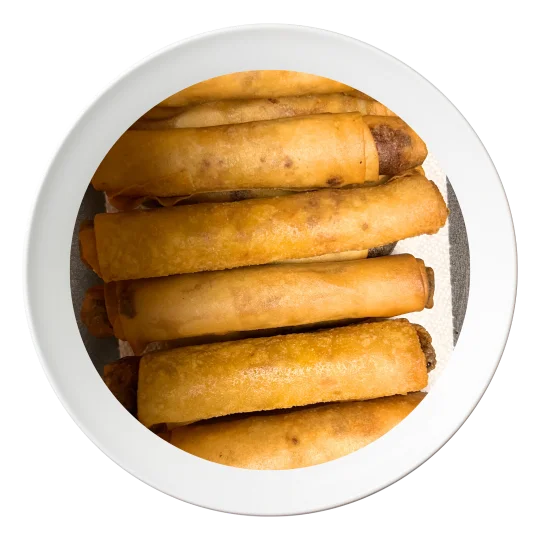A plate of Spring Rolls, Nigerian-style fried rolls, order in Bolingbrook, Illinois.